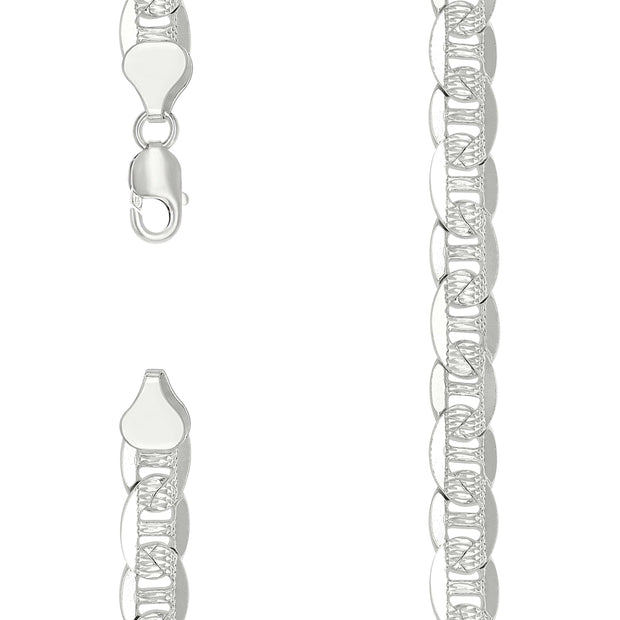 925 Sterling Silver Solid Pave Classic Mariner Chain 9.5mm
