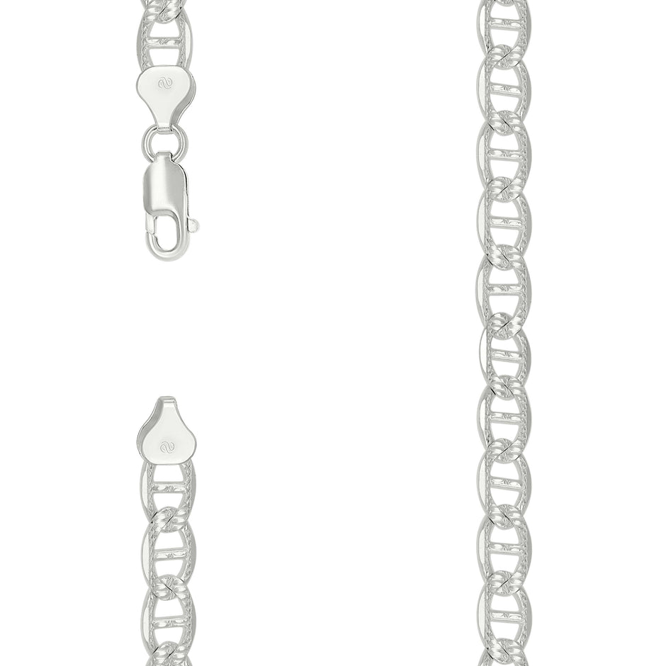925 Sterling Silver Solid Pave Classic Mariner Silver Chain 200 8mm-16 - SLV-27418