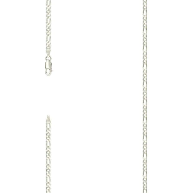 925 Silver Pave Super Flat Figaro Chain 2.6mm