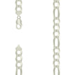 925 Sterling Silver Pave Super Flat Figaro Chain Silver 300 11.5mm-24
