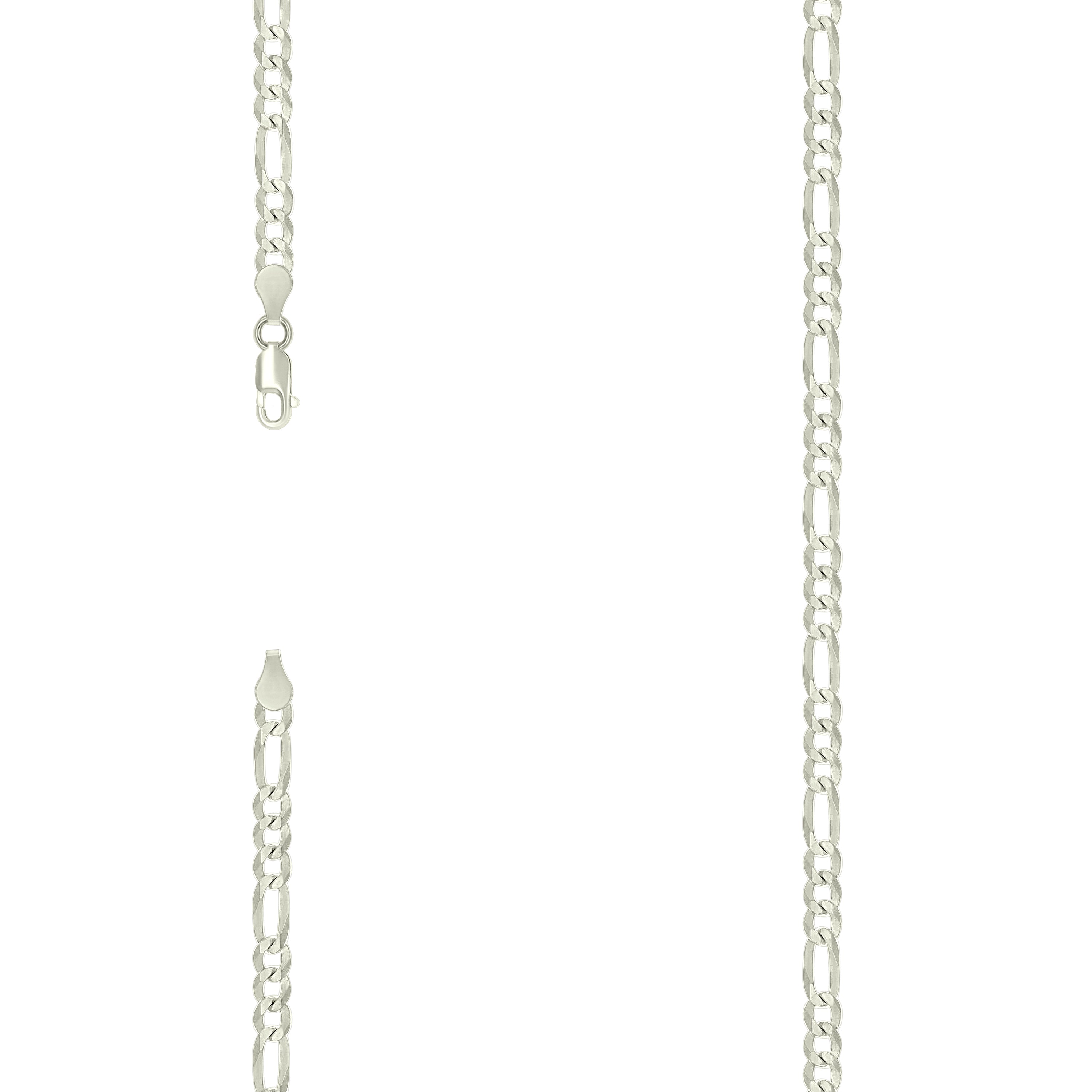 925 Silver Pave Super Flat Figaro Chain 4.5mm