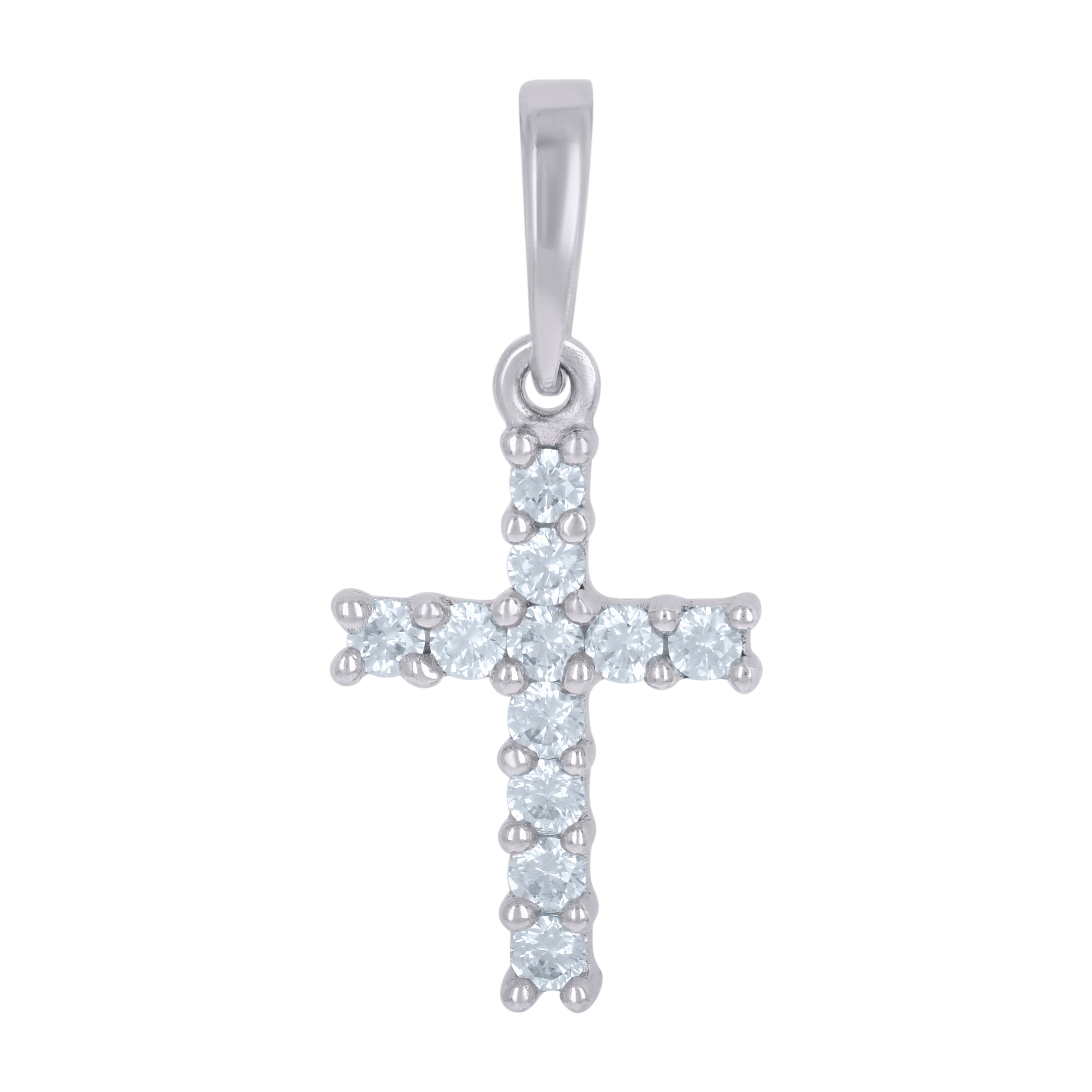 925 Sterling Silver Unisex Cubic-Zirconia Cross Religious Charm Pendant