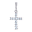 925 Sterling Silver Unisex Cubic-Zirconia Cross Religious Charm Pendant