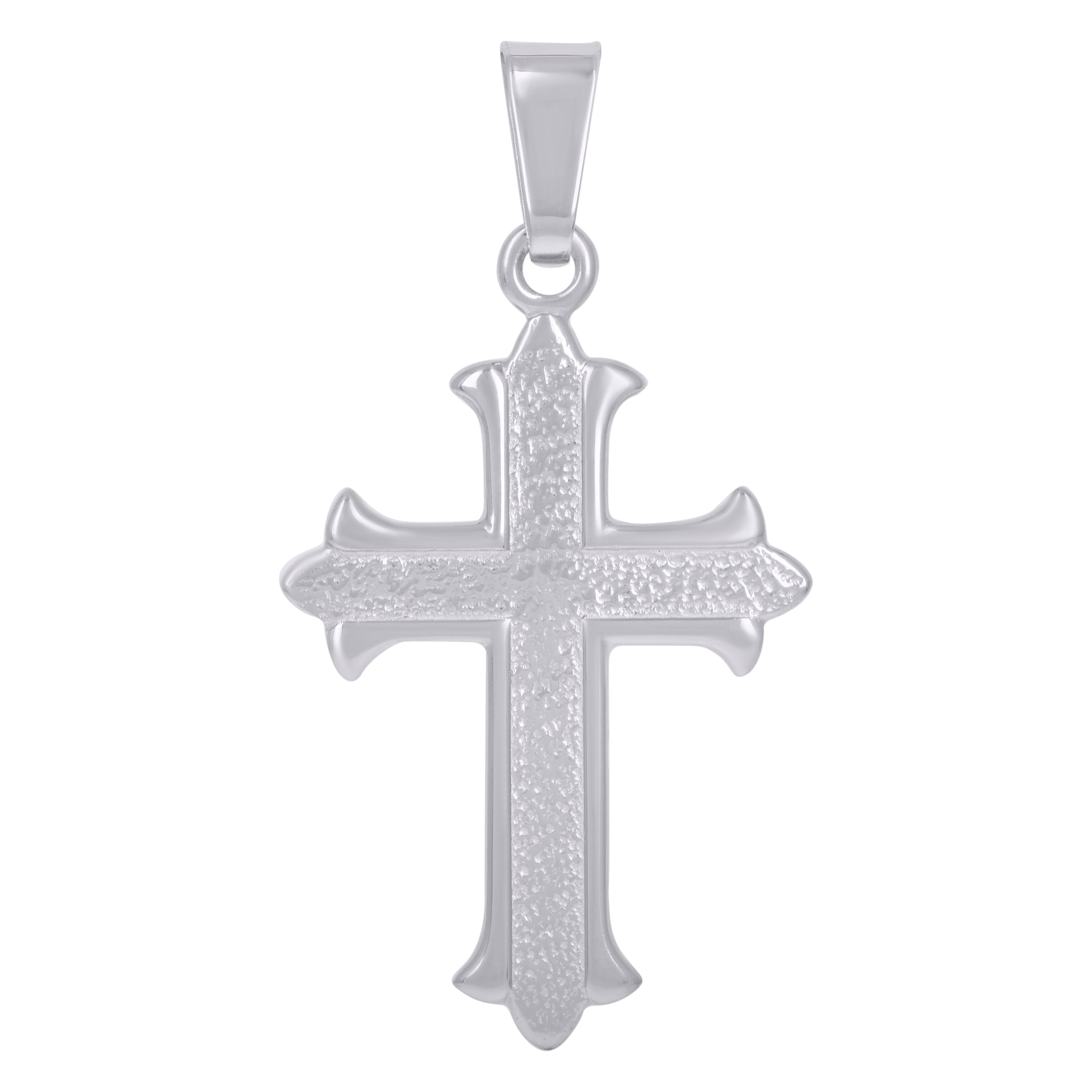 925 Sterling Silver Unisex Fleur De Lis Cross Religious Charm Pendant