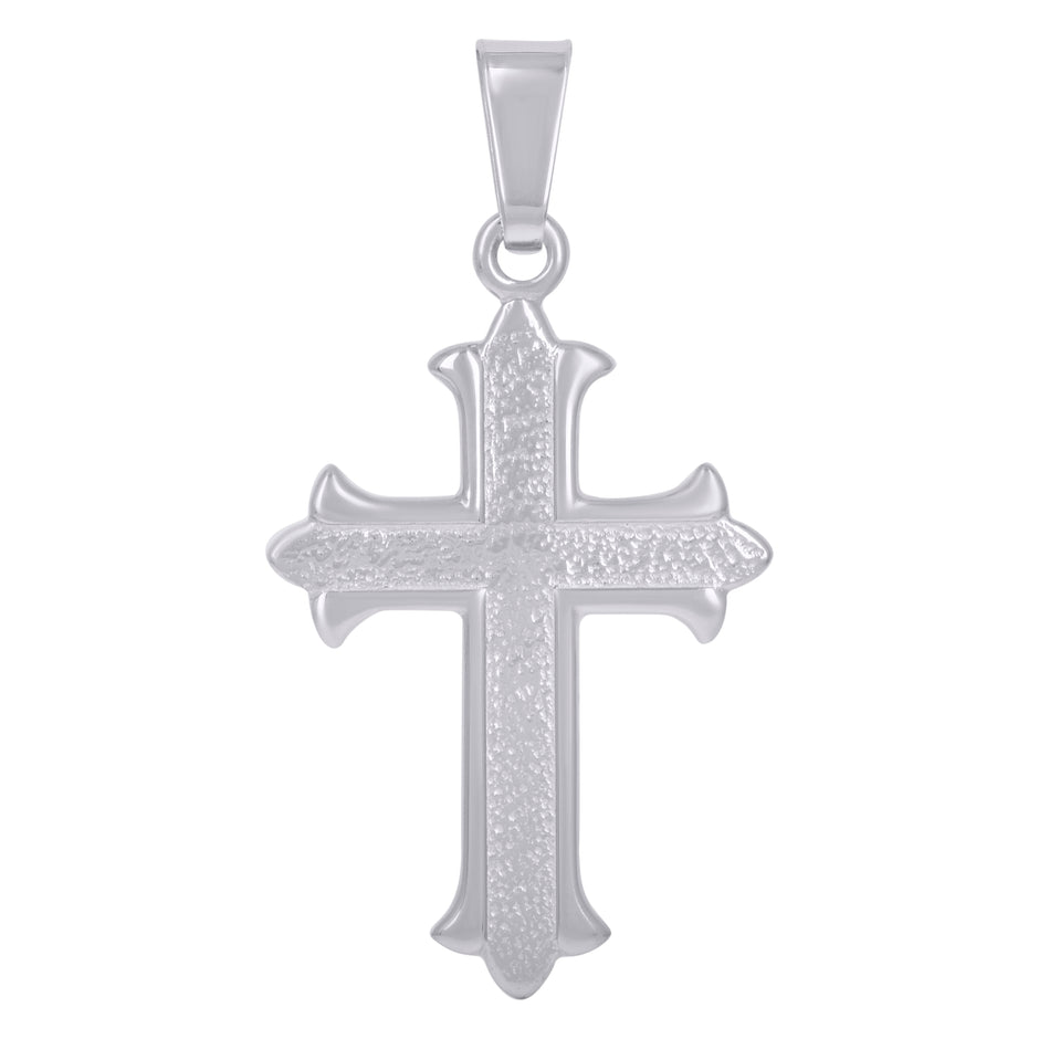 925 Sterling Silver Unisex Fleur De Lis Cross Religious Charm Pendant