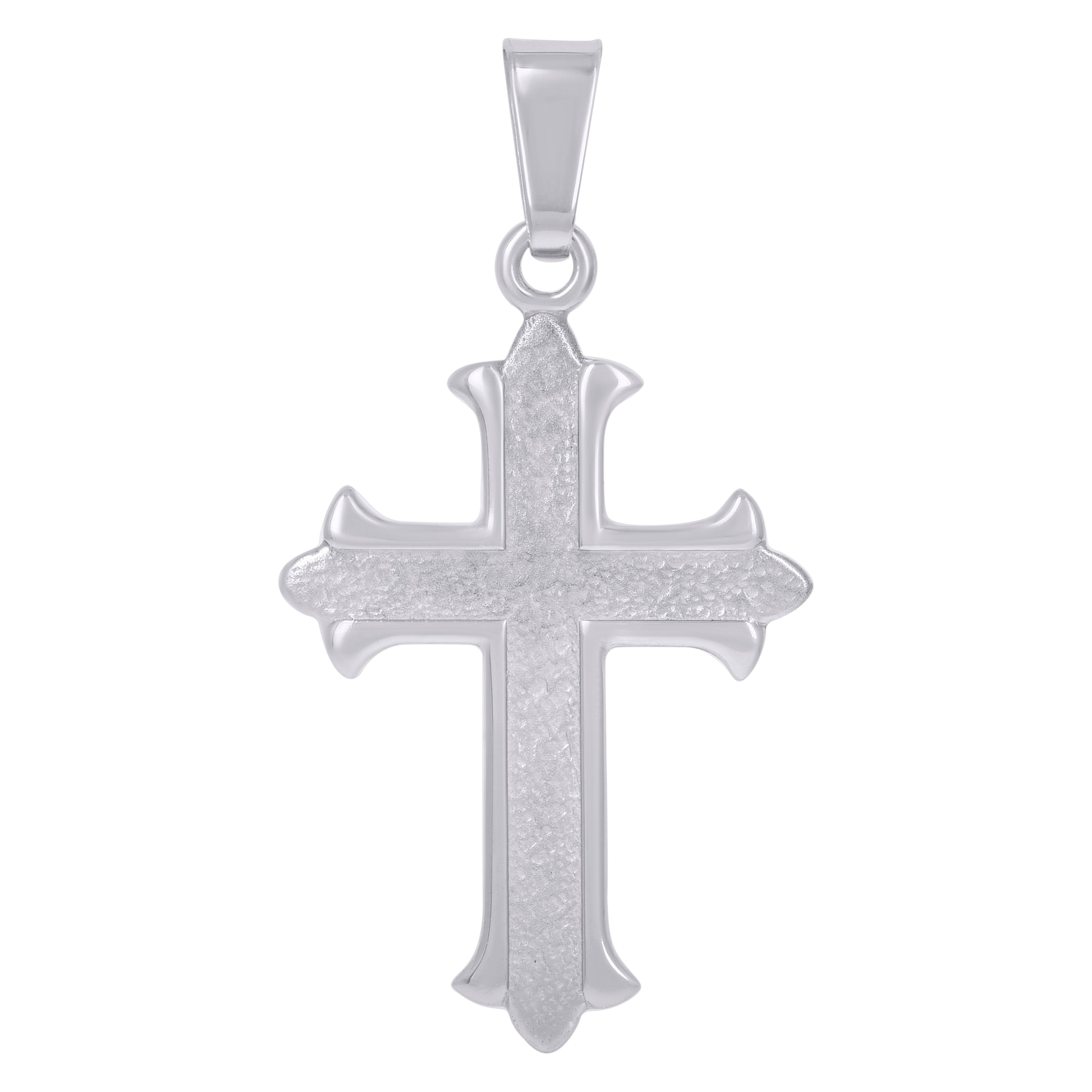 925 Sterling Silver Unisex Fleur De Lis Cross Religious Charm Pendant