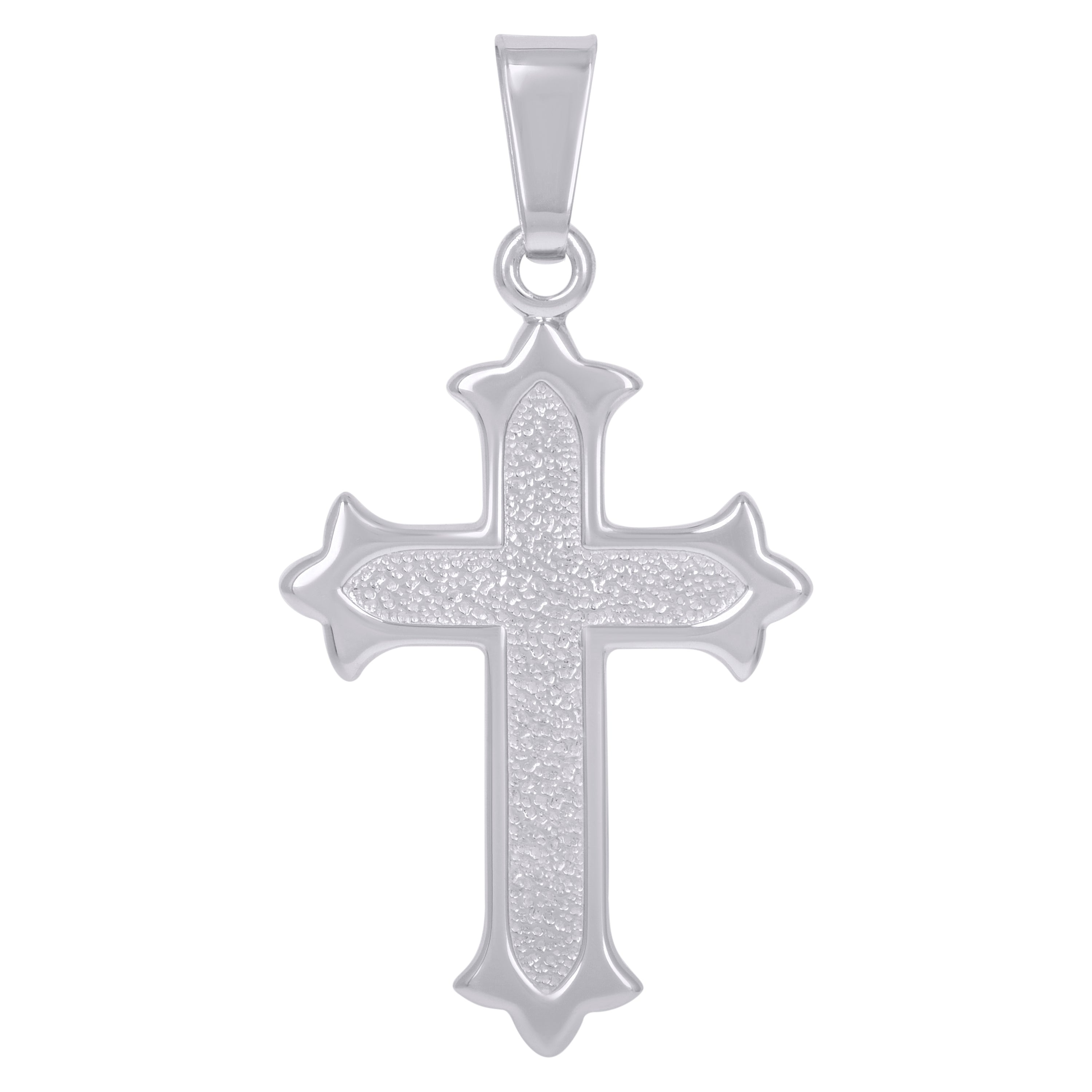 925 Sterling Silver Unisex Fleur De Lis Cross Religious Charm Pendant