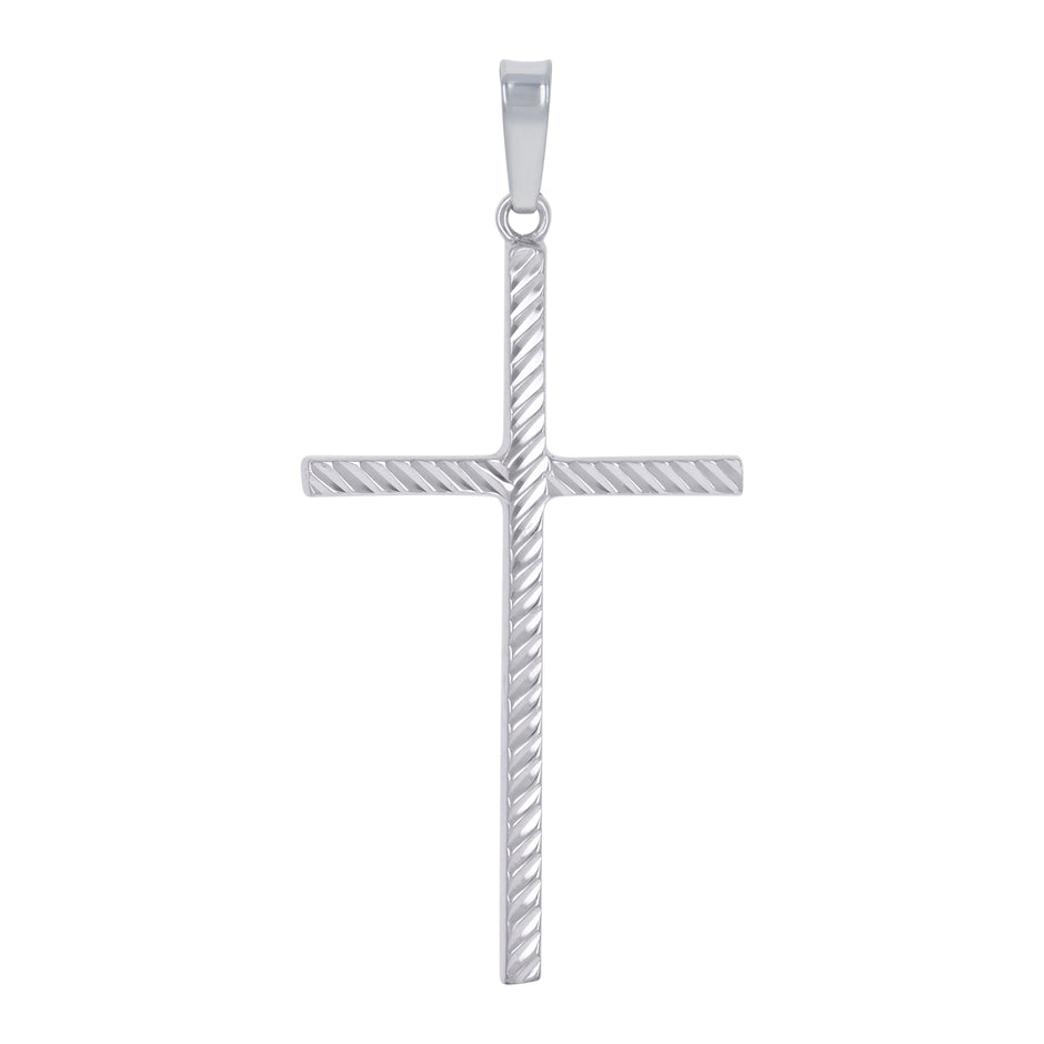 925 Sterling Silver Unisex Textured Cross Religious Charm Pendant