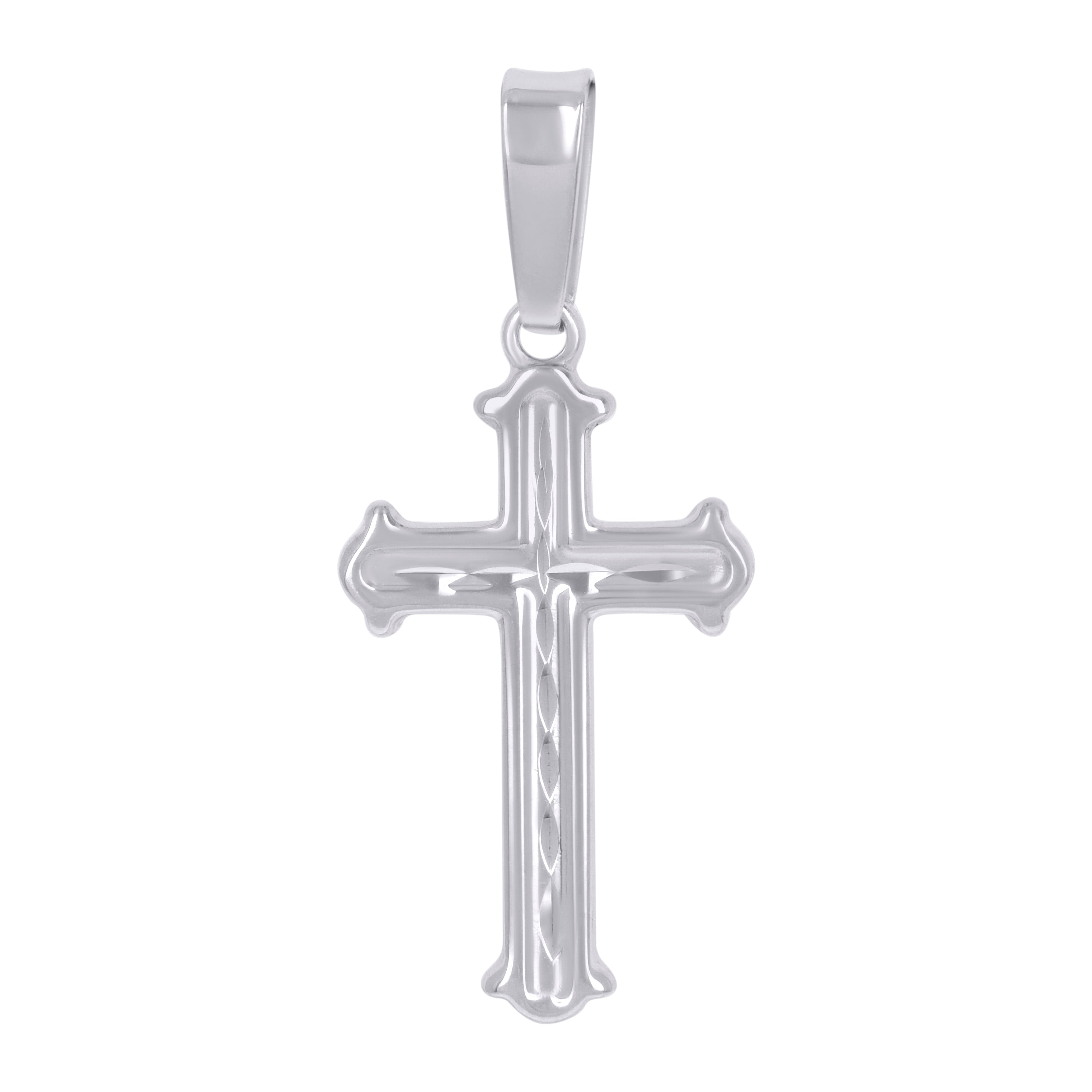 925 Sterling Silver Unisex Fleur De Lis Cross Religious Charm Pendant