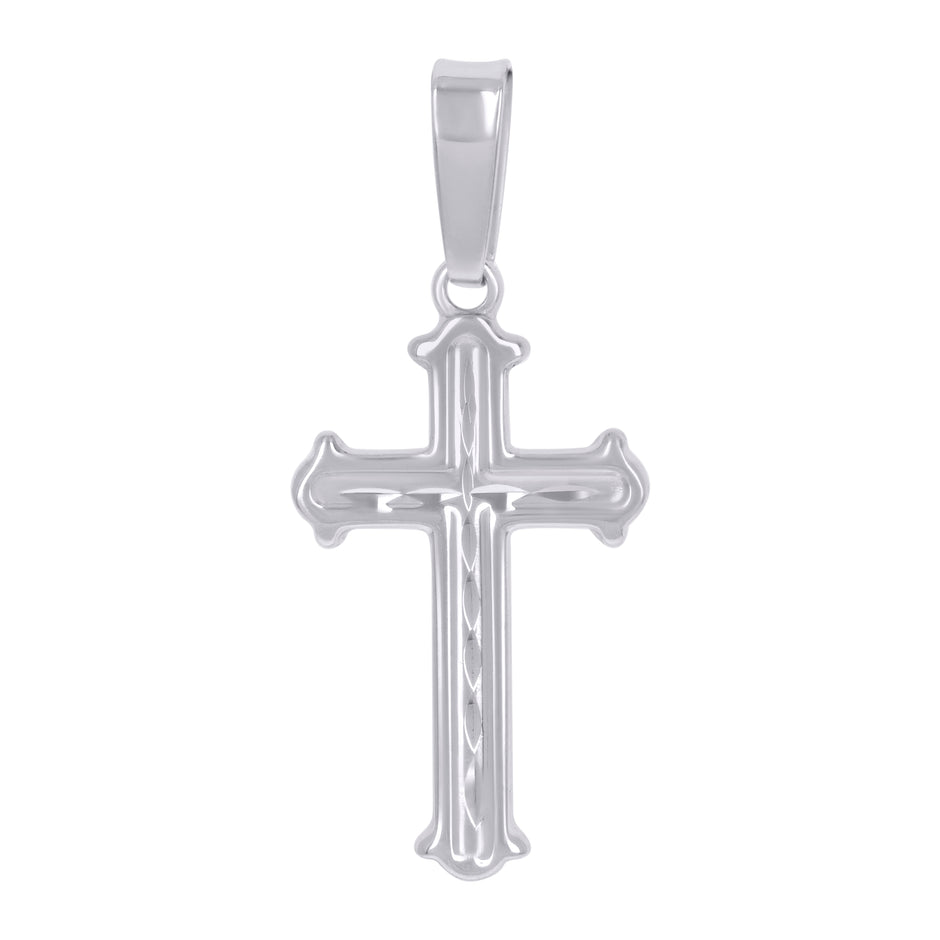 925 Sterling Silver Unisex Fleur De Lis Cross Religious Charm Pendant