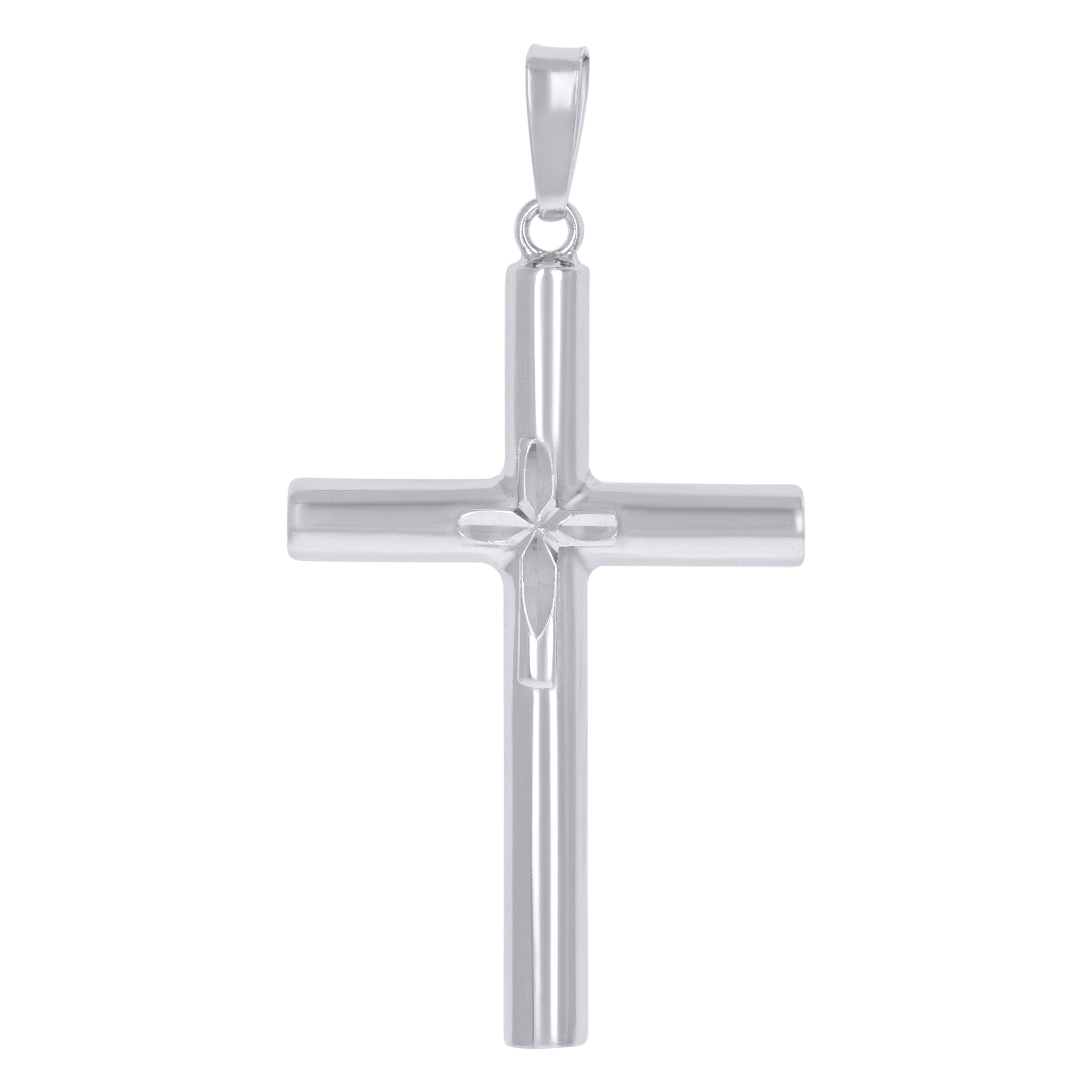 925 Sterling Silver Unisex Diamond-Cut Cross Religious Charm Pendant