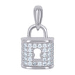 925 Sterling Silver Mens Cubic-Zirconia Lock Charm Pendant