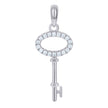 925 Sterling Silver Mens Cubic-Zirconia Key Charm Pendant