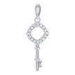 925 Sterling Silver Mens Cubic-Zirconia Key Charm Pendant