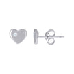 925 Sterling Silver Womens Cubic-Zirconia Heart Love & Heart Stud Earrings