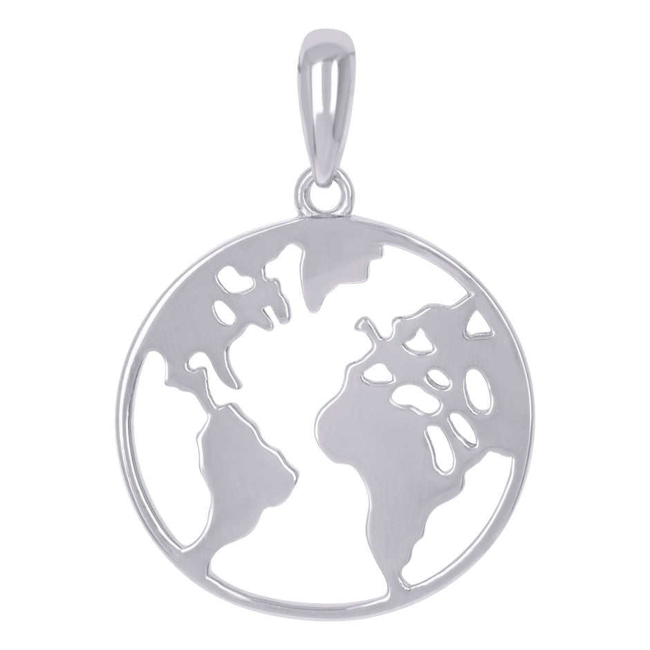 925 Sterling Silver Mens Globe Charm Pendant