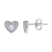925 Sterling Silver Womens Cubic-Zirconia Heart Love & Heart Stud Earrings