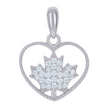 925 Sterling Silver Womens Cubic-Zirconia Maple Leaf Heart Charm Pendant