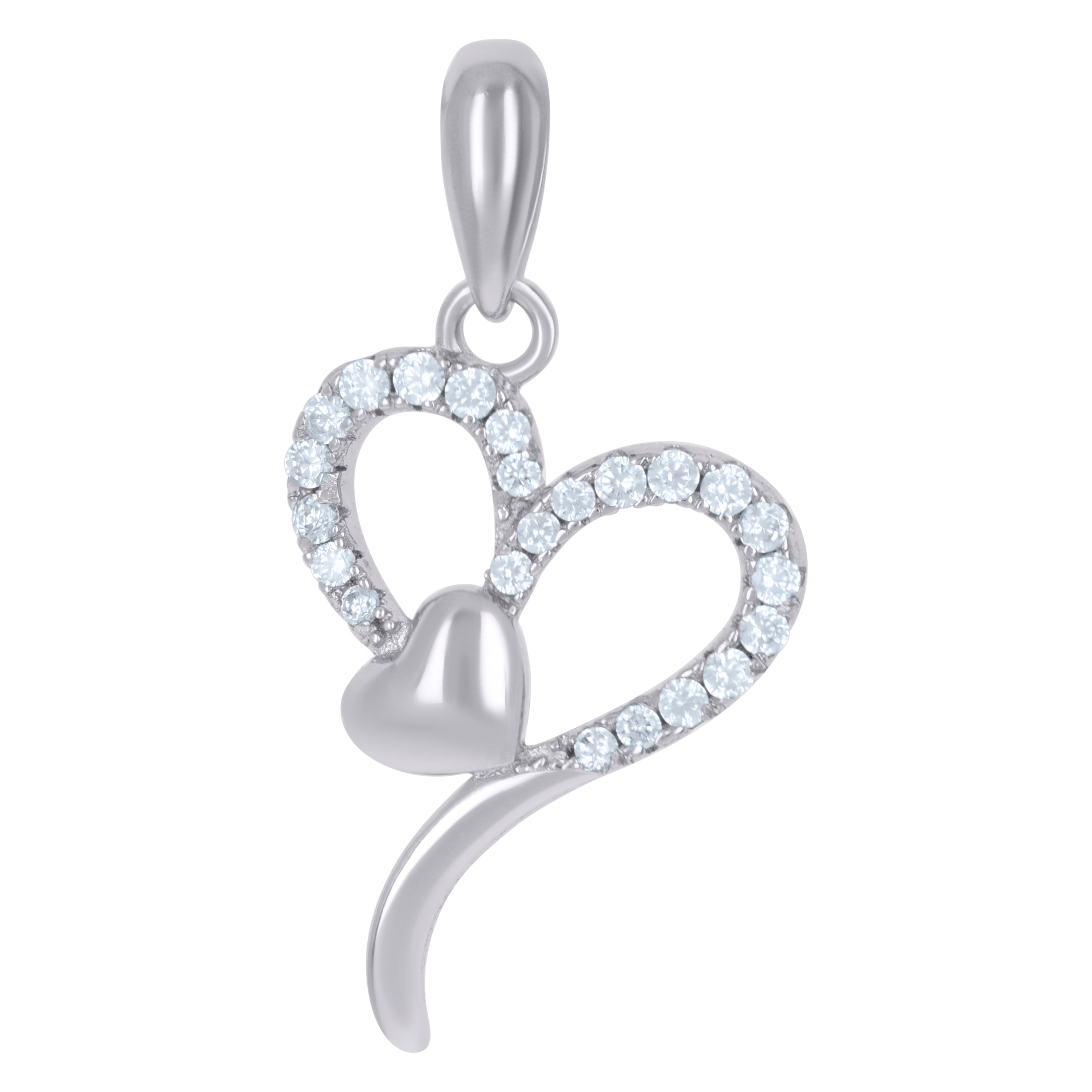 925 Sterling Silver Womens Cubic-Zirconia Heart Love Charm Pendant