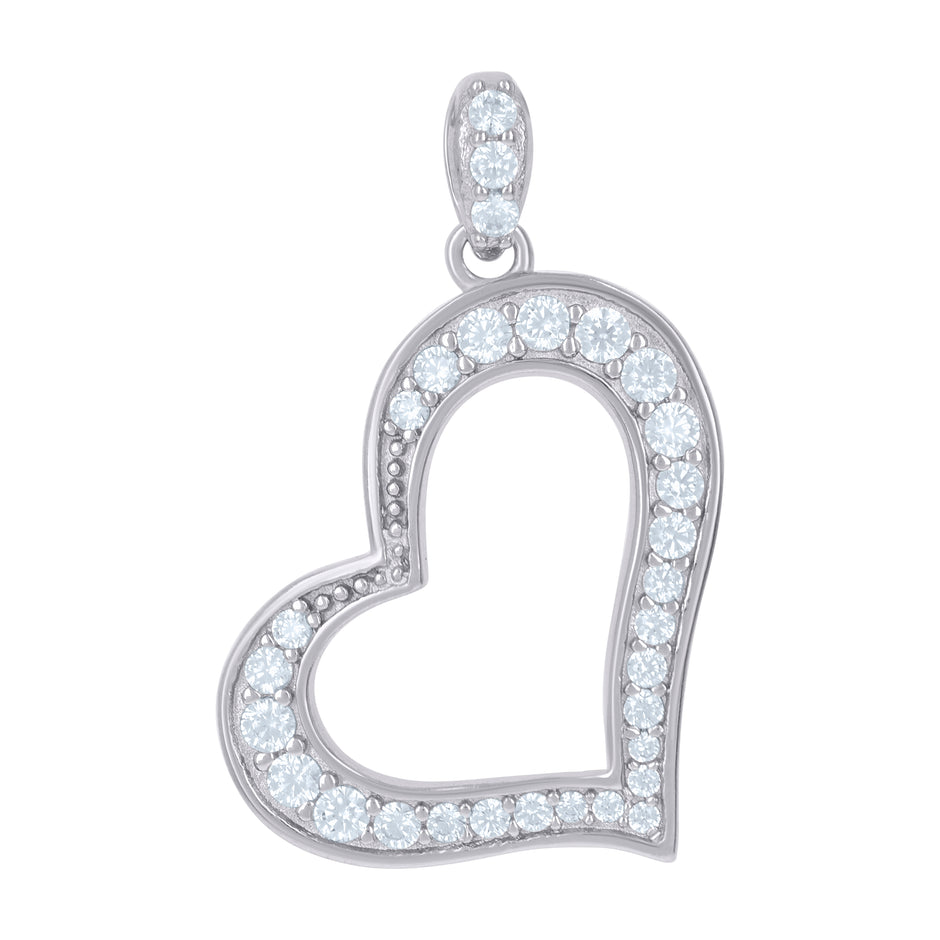 925 Sterling Silver Womens Cubic-Zirconia Heart Love Charm Pendant