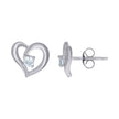 925 Sterling Silver Womens Cubic-Zirconia Heart Love & Heart Stud Earrings