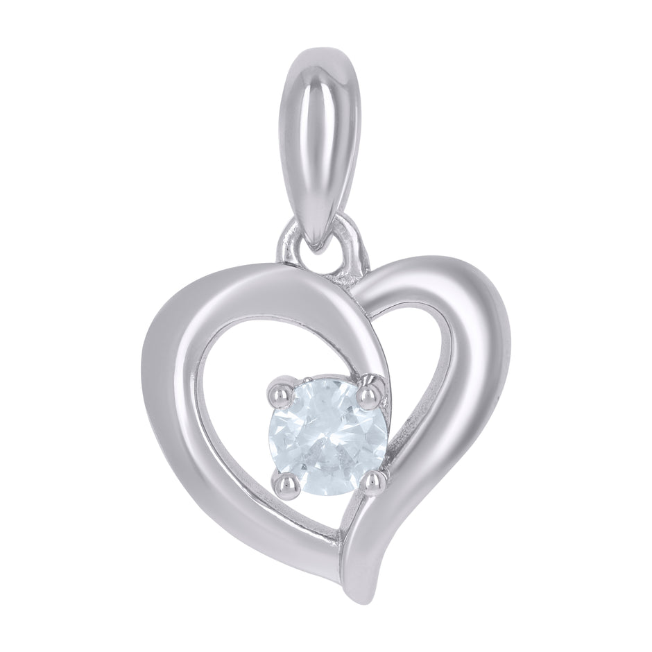925 Sterling Silver Womens Cubic-Zirconia Heart Love Charm Pendant