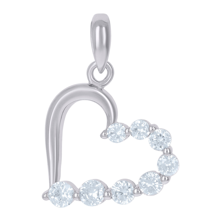 925 Sterling Silver Womens Cubic-Zirconia Heart Love Charm Pendant