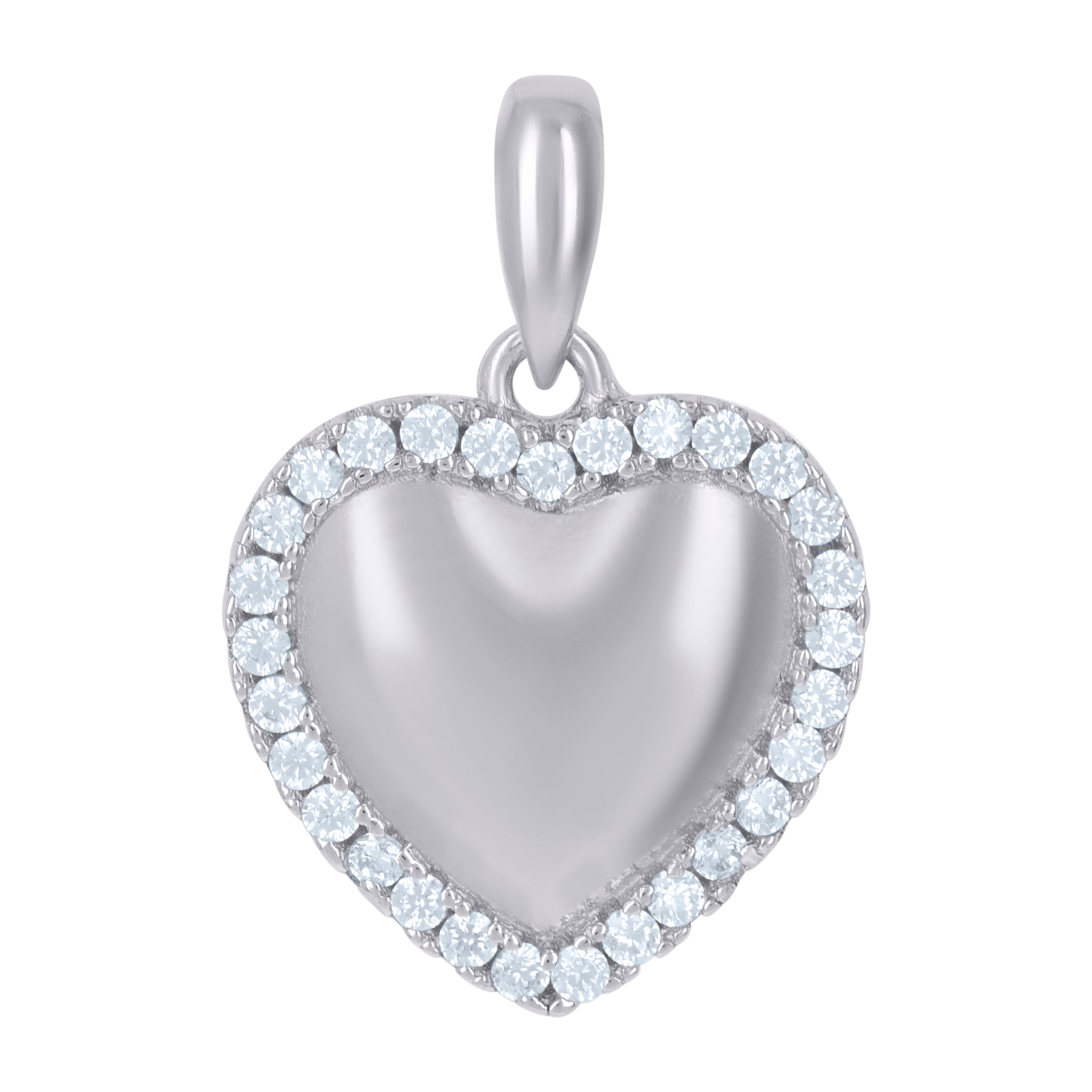 925 Sterling Silver Womens Cubic-Zirconia Heart Love Charm Pendant