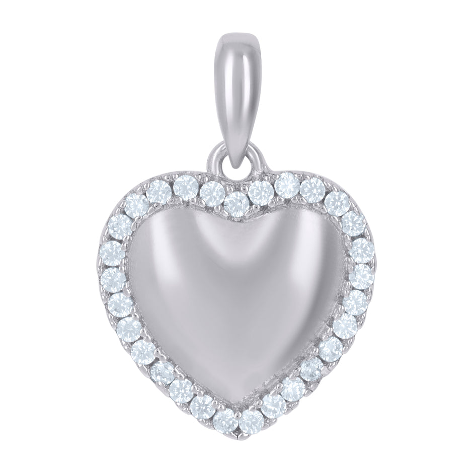 925 Sterling Silver Womens Cubic-Zirconia Heart Love Charm Pendant