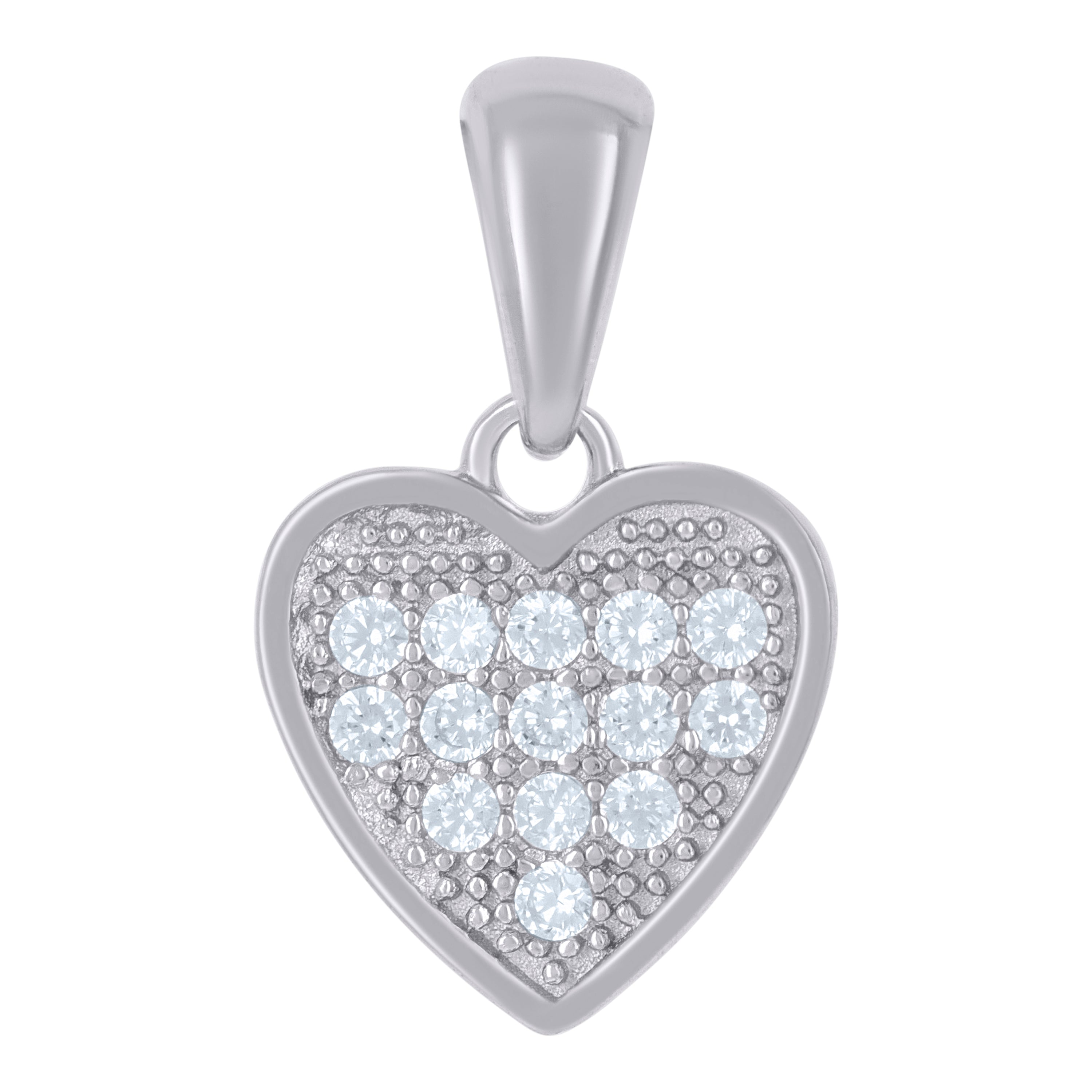 925 Sterling Silver Womens Cubic-Zirconia Heart Love Charm Pendant