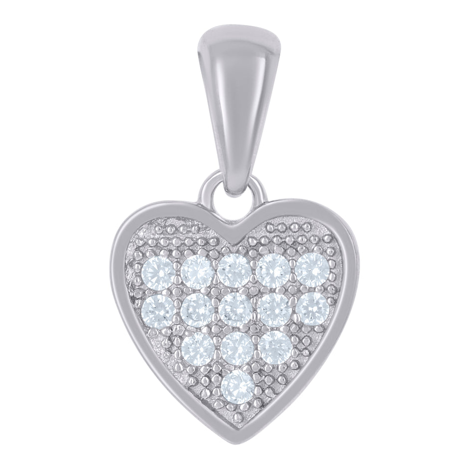 925 Sterling Silver Womens Cubic-Zirconia Heart Love Charm Pendant