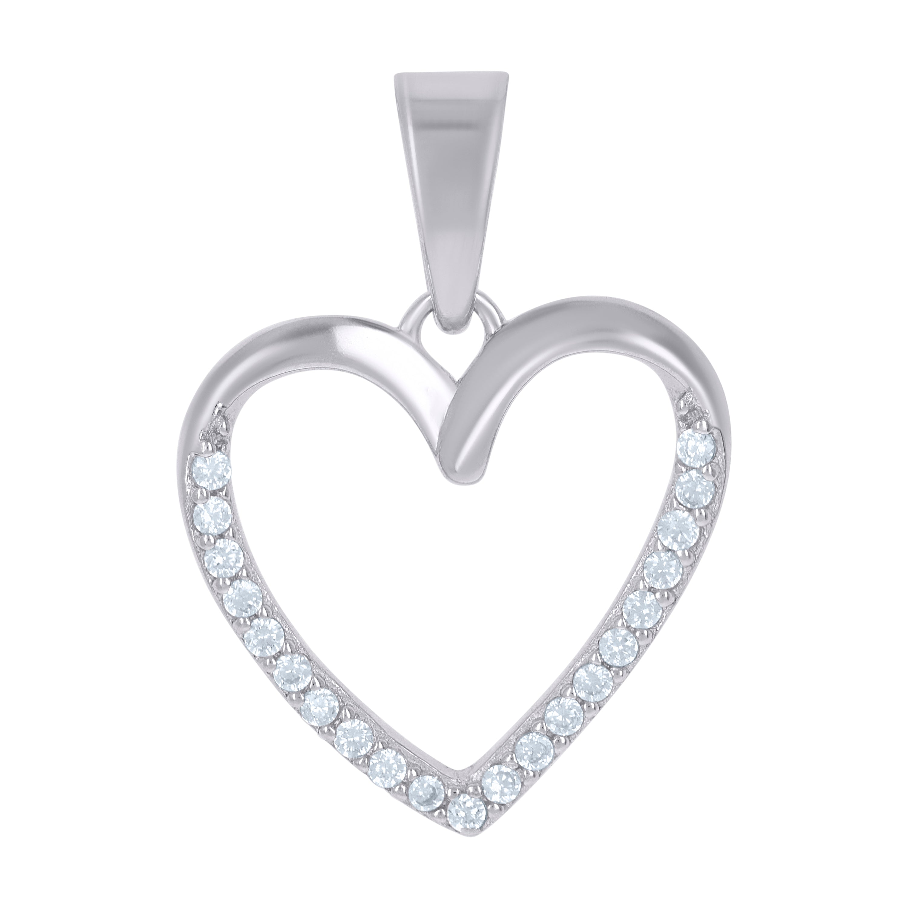 925 Sterling Silver Womens Cubic-Zirconia Heart Love Charm Pendant