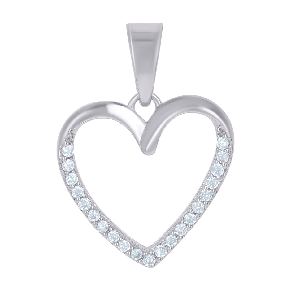 925 Sterling Silver Womens Cubic-Zirconia Heart Love Charm Pendant