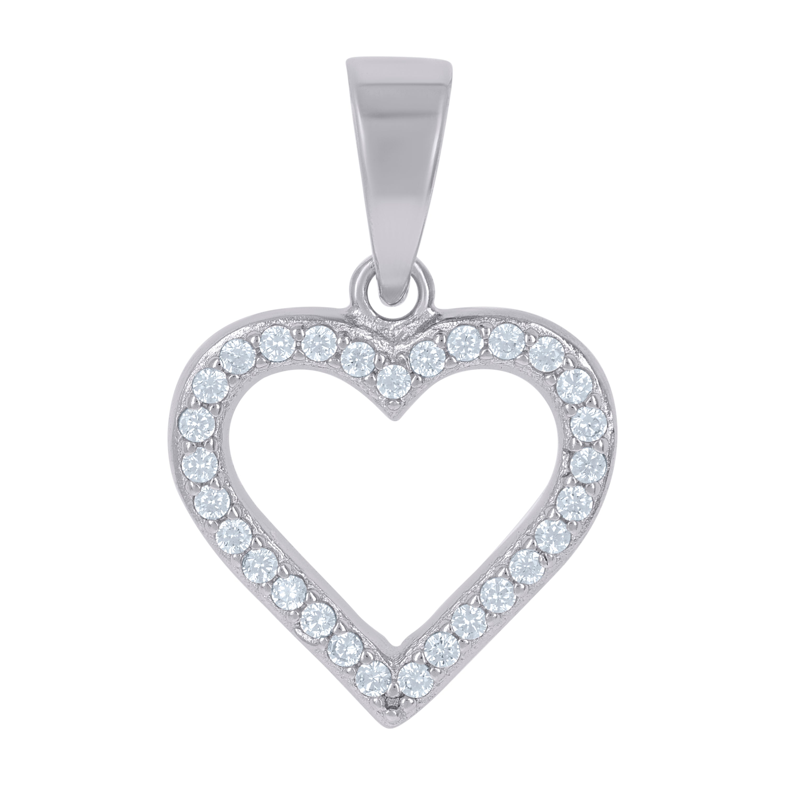 925 Sterling Silver Womens Cubic-Zirconia Heart Love Charm Pendant