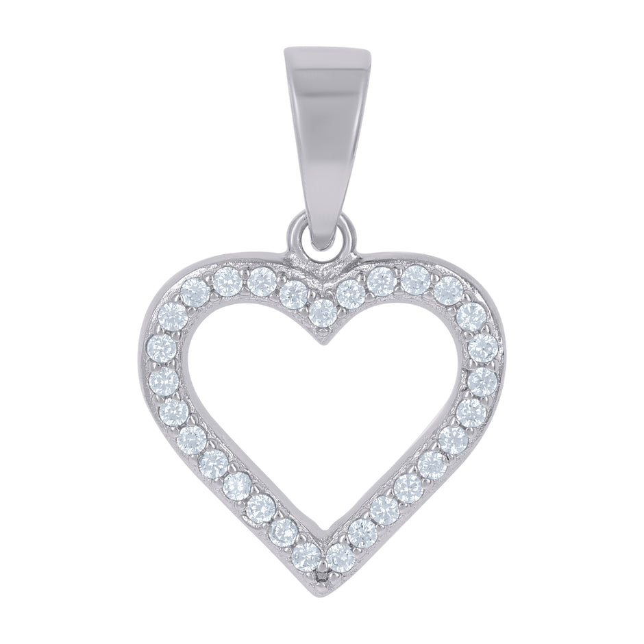 925 Sterling Silver Womens Cubic-Zirconia Heart Love Charm Pendant