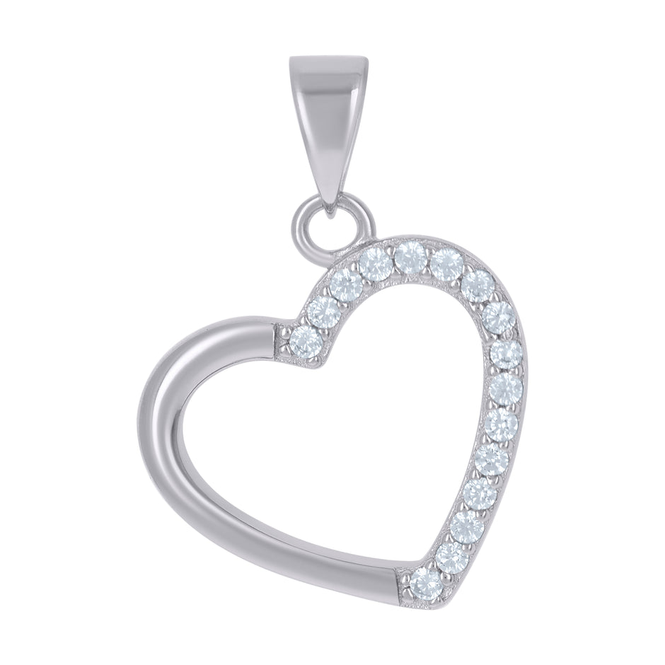 925 Sterling Silver Womens Cubic-Zirconia Heart Love Charm Pendant