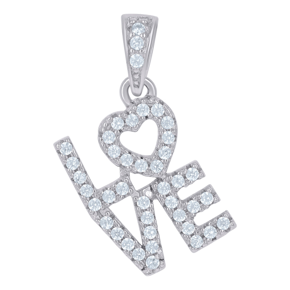 925 Sterling Silver Unisex Cubic-Zirconia Love Heart Charm Pendant