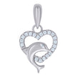 925 Sterling Silver Womens Cubic-Zirconia Dolphin Heart Charm Pendant