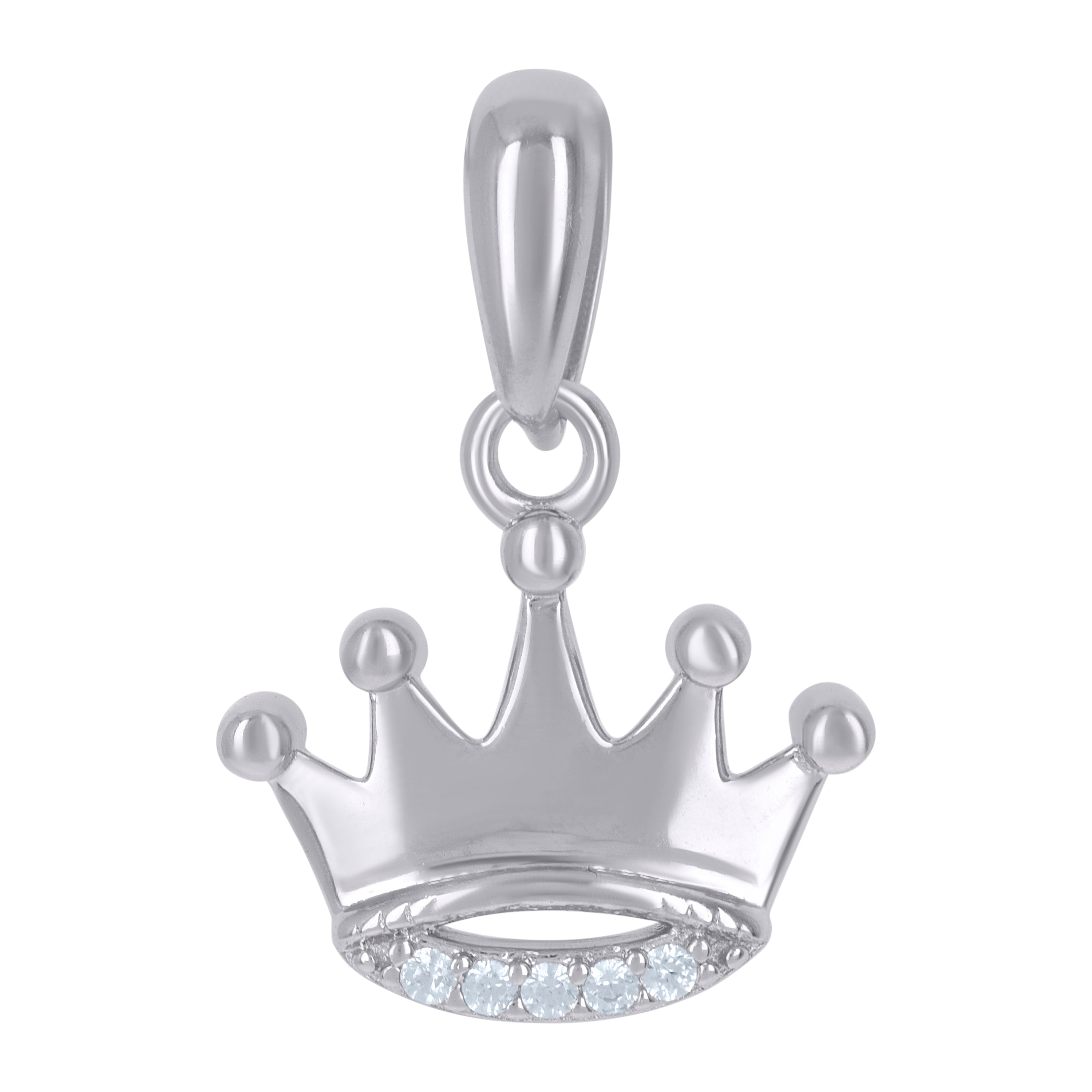 925 Sterling Silver Womens Cubic-Zirconia Crown Fashion Charm Pendant