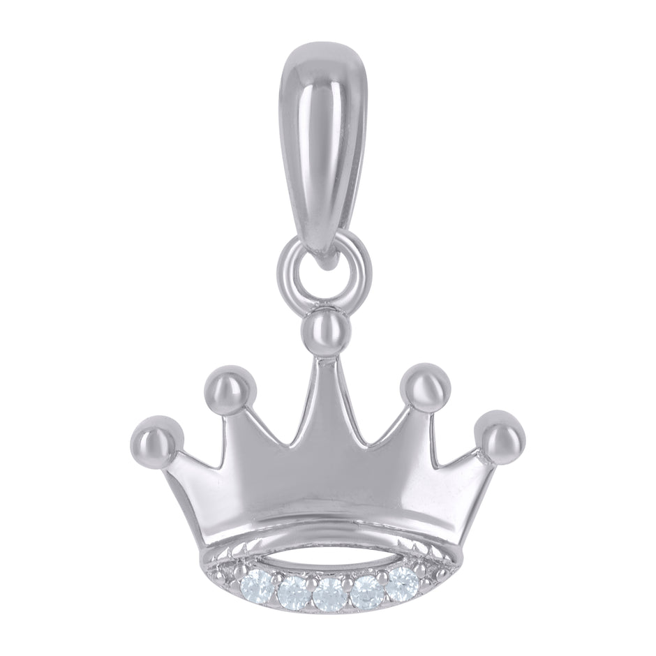 925 Sterling Silver Womens Cubic-Zirconia Crown Fashion Charm Pendant