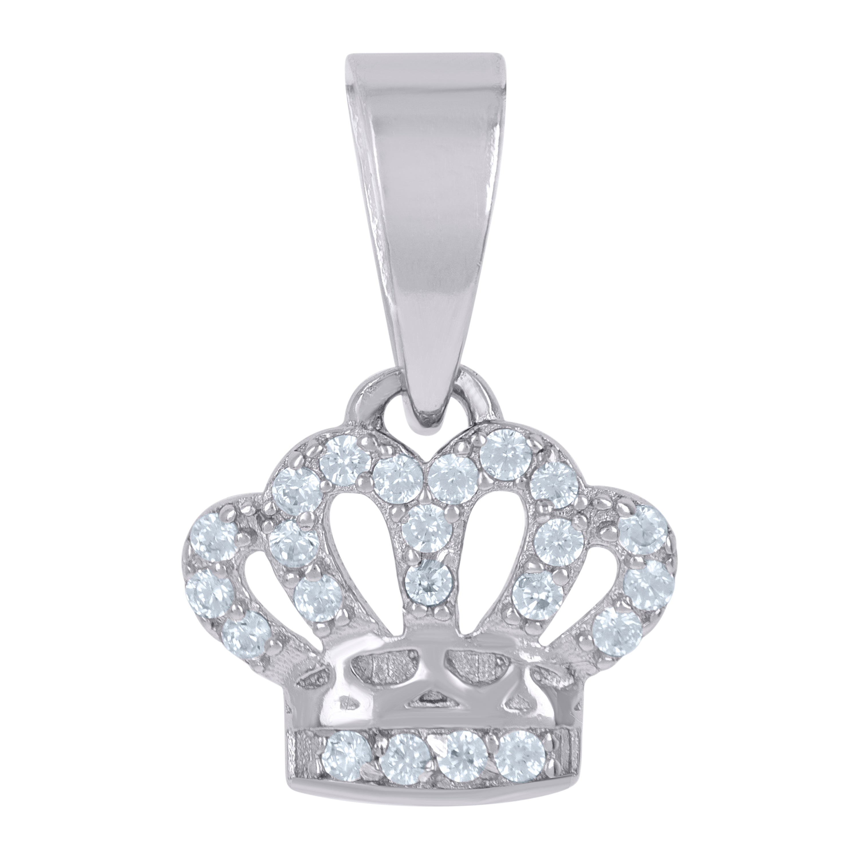 925 Sterling Silver Womens Cubic-Zirconia Crown Fashion Charm Pendant