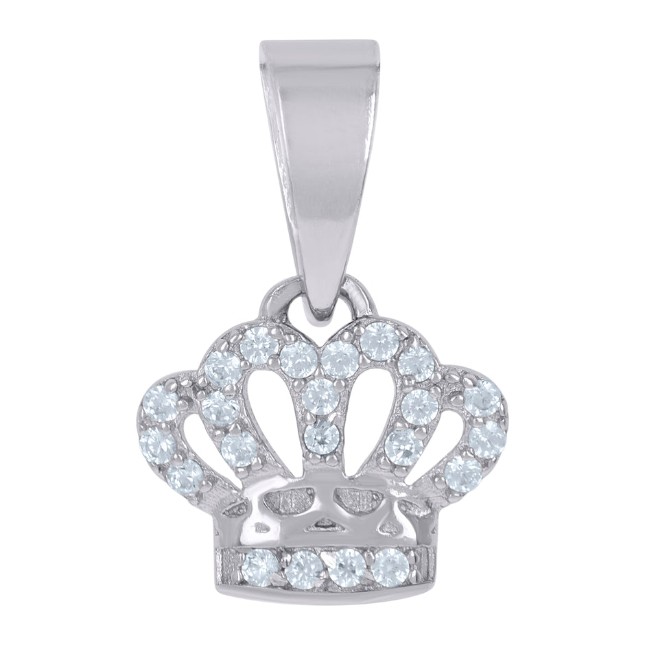 925 Sterling Silver Womens Cubic-Zirconia Crown Fashion Charm Pendant