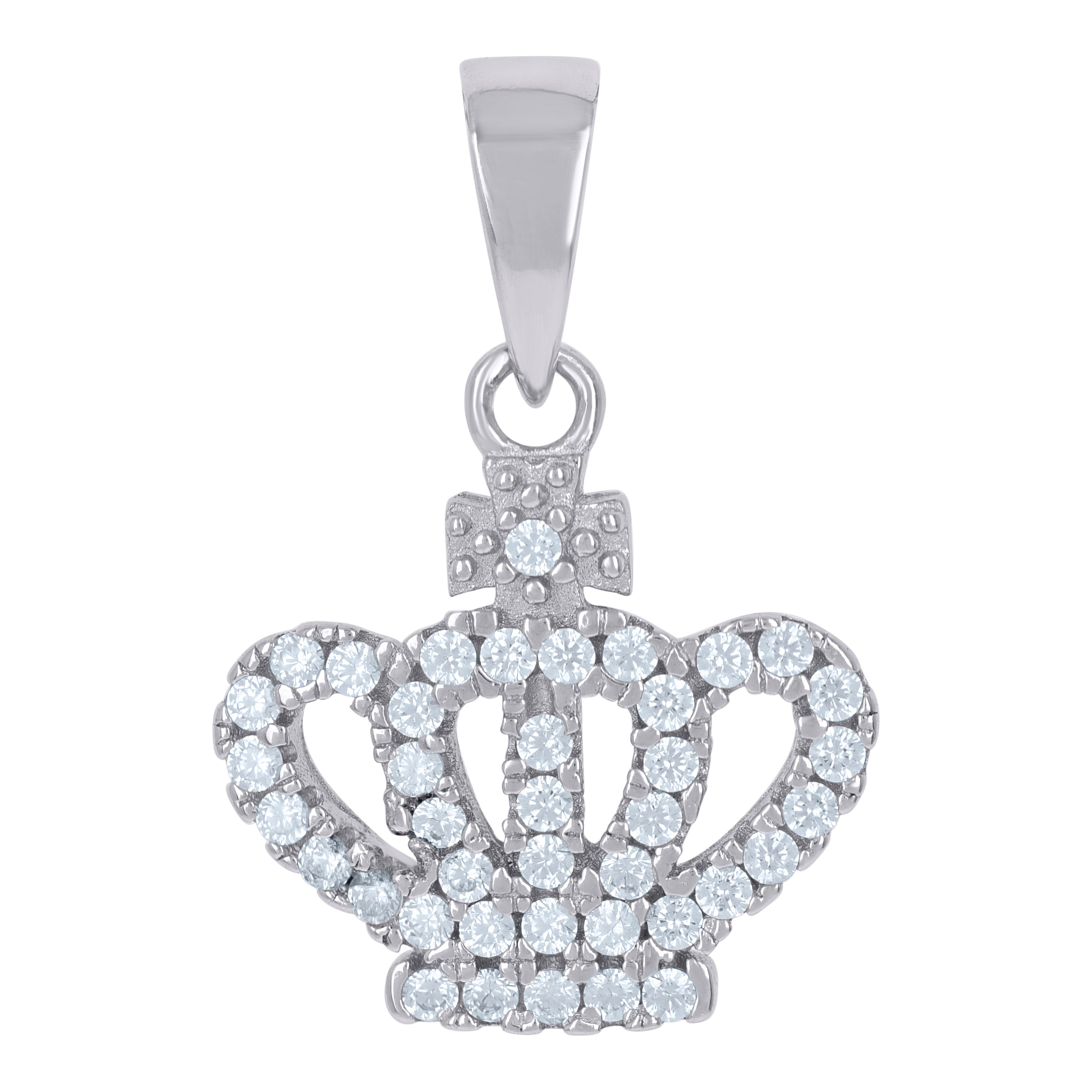 925 Sterling Silver Womens Cubic-Zirconia Crown Fashion Charm Pendant