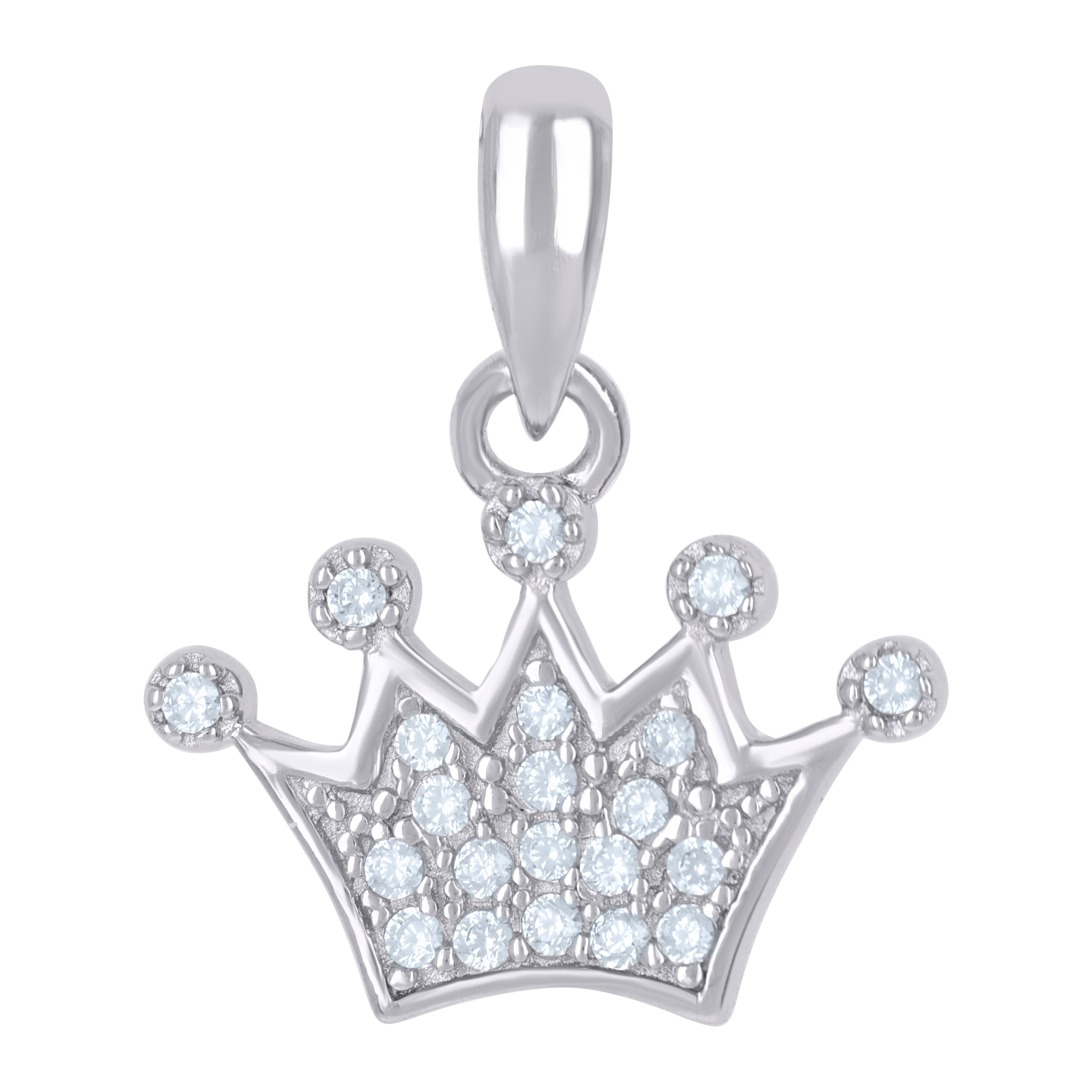 925 Sterling Silver Womens Cubic-Zirconia Crown Fashion Charm Pendant