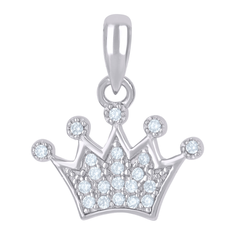 925 Sterling Silver Womens Cubic-Zirconia Crown Fashion Charm Pendant