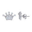 925 Sterling Silver Mens Cubic-Zirconia Crown Fashion Stud Earring
