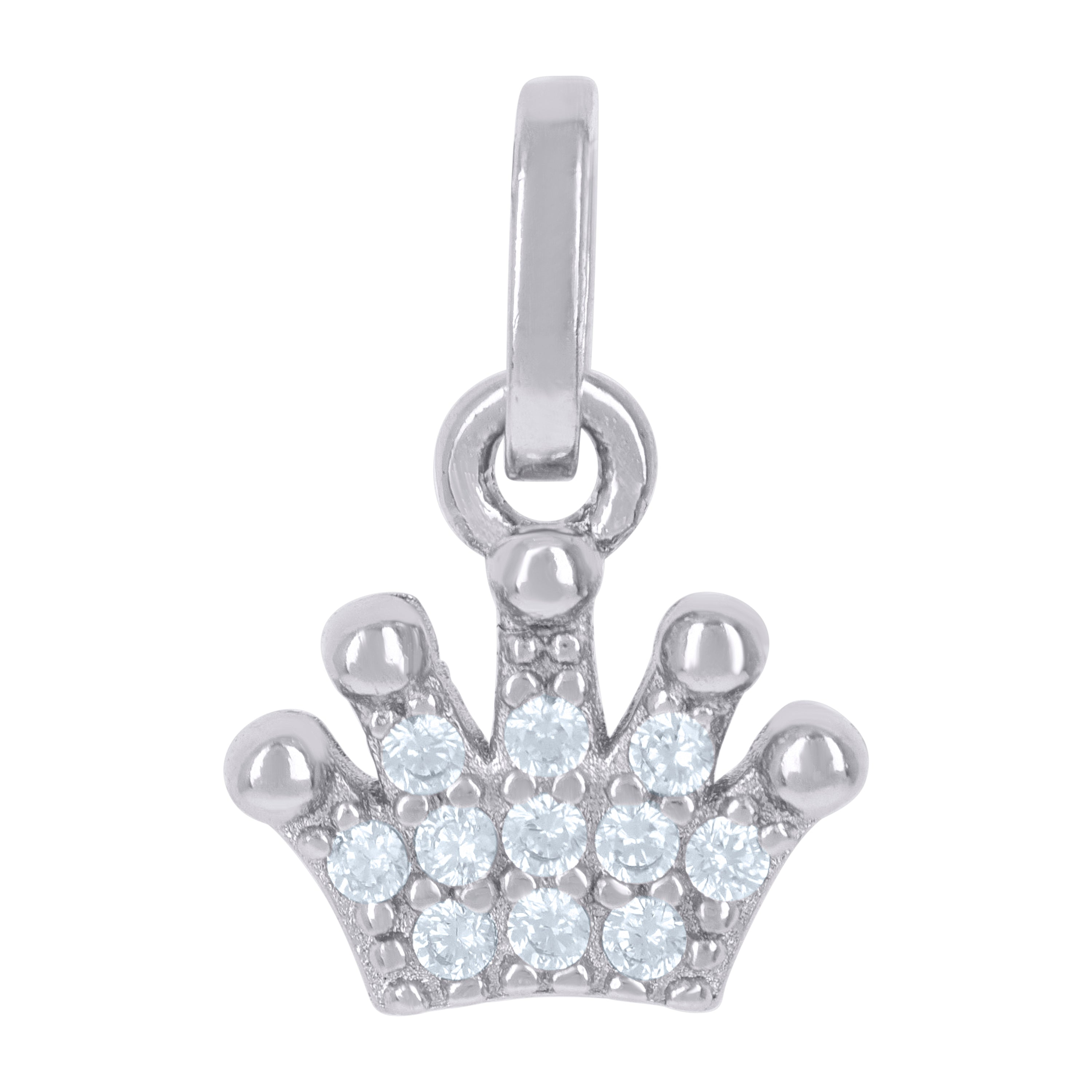 925 Sterling Silver Womens Cubic-Zirconia Crown Fashion Charm Pendant