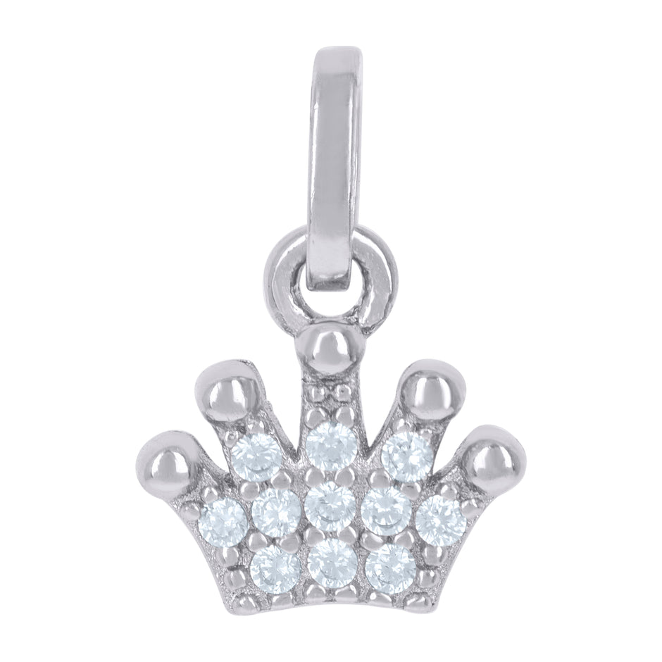 925 Sterling Silver Womens Cubic-Zirconia Crown Fashion Charm Pendant