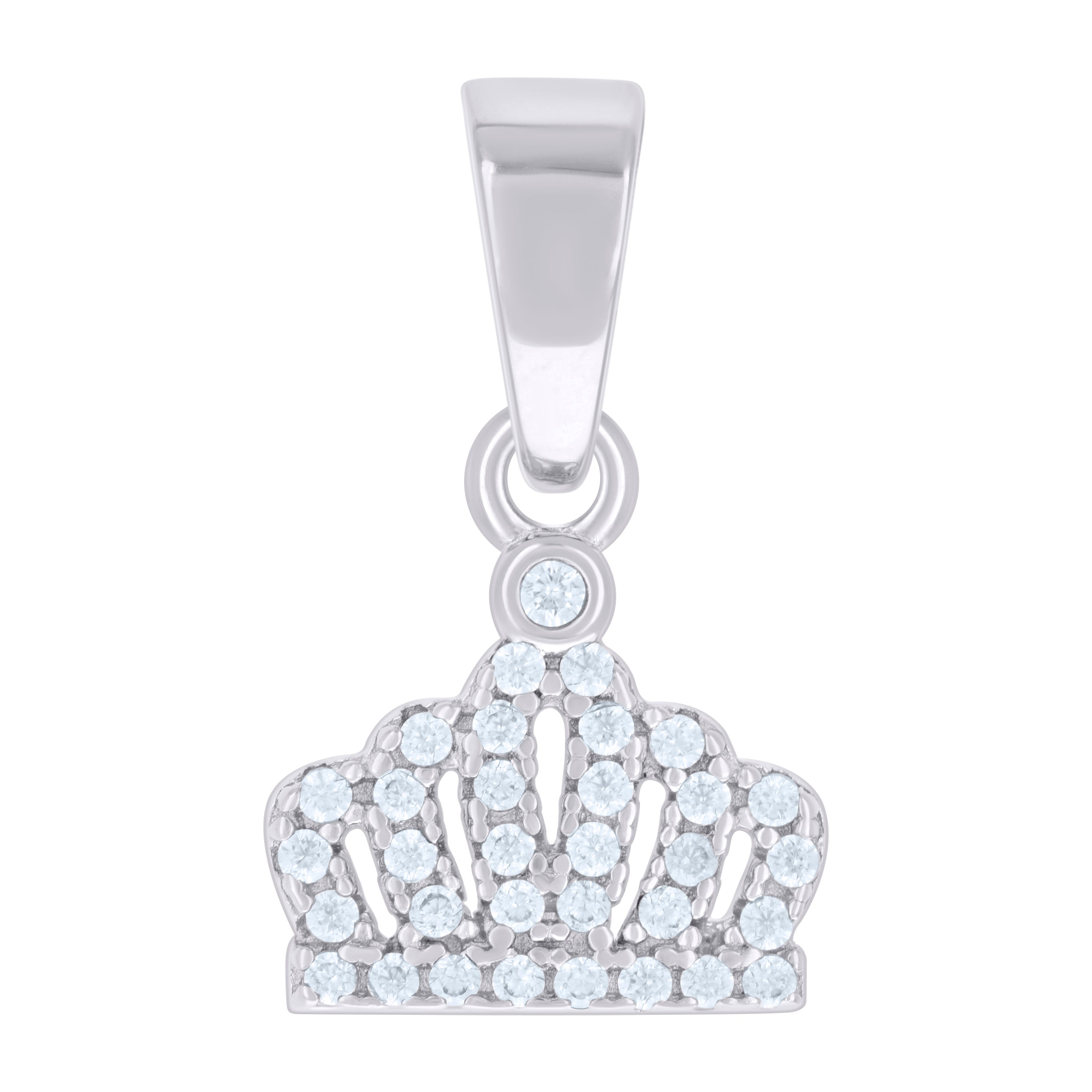 925 Sterling Silver Womens Cubic-Zirconia Crown Fashion Charm Pendant