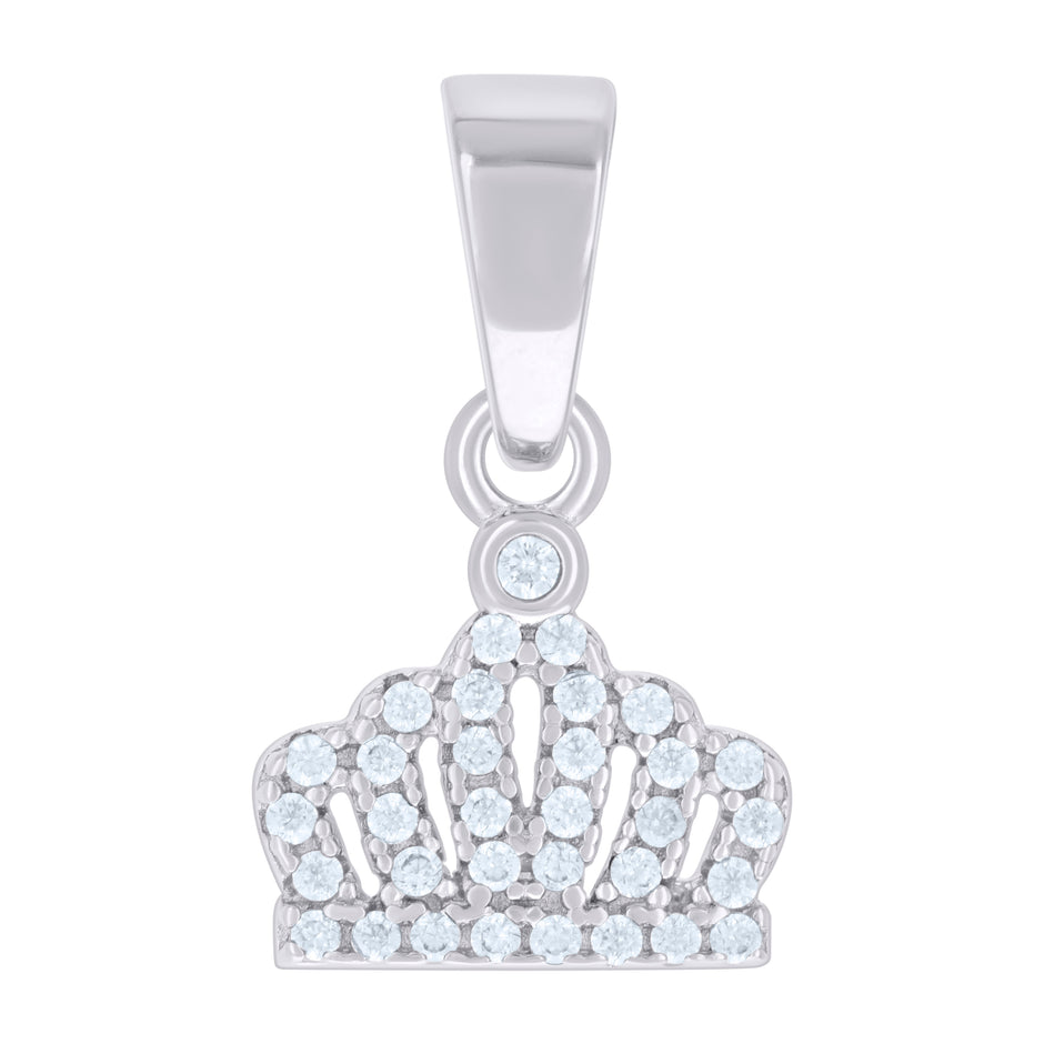 925 Sterling Silver Womens Cubic-Zirconia Crown Fashion Charm Pendant